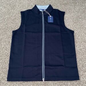 NWT FootJoy 1857 Mercerized Pima Cotton Interlock Full Zip Vest Navy Blue Mist